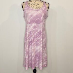 Columbia casual athleisure stretch racerback tank dress purple white medium